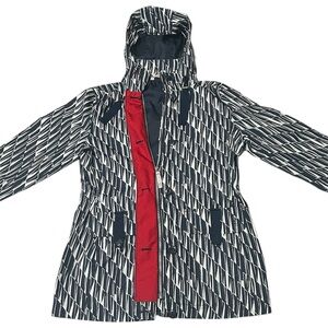 Lands End Women's Storm Raker Hooded Rain Jacket  Nautical Navy White Clipper